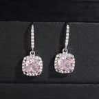 Cushion Halo Drop Earrings — Moissanite, 925 Silver