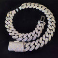 20mm Pavé Cuban Chain — Moissanite, 925 Silver