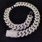 20mm Pavé Cuban Chain — Moissanite, 925 Silver