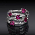 Vivid Pink Wave Ring — Moissanite, 925 Silver