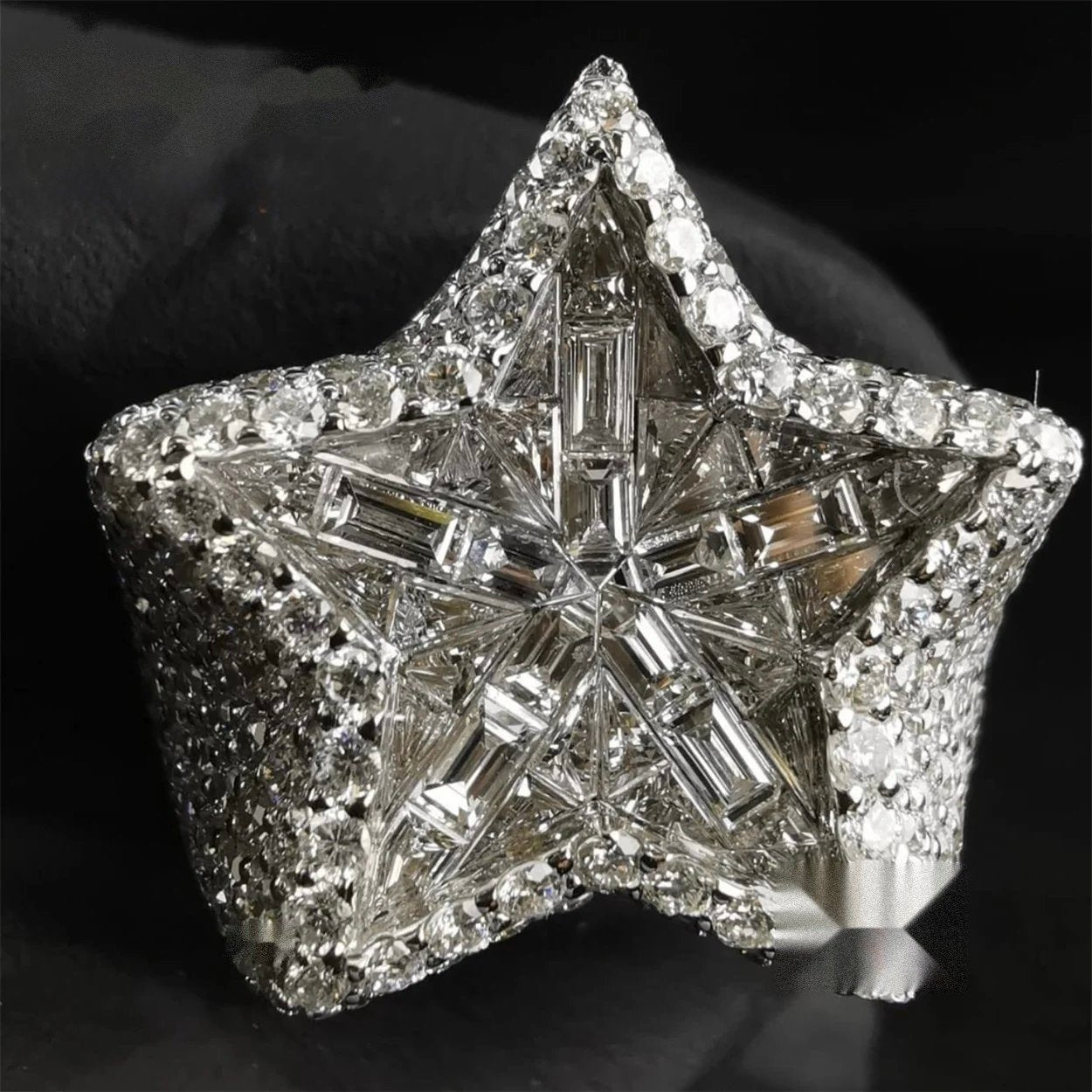 Iced Star Ring — Moissanite, 925 Silver