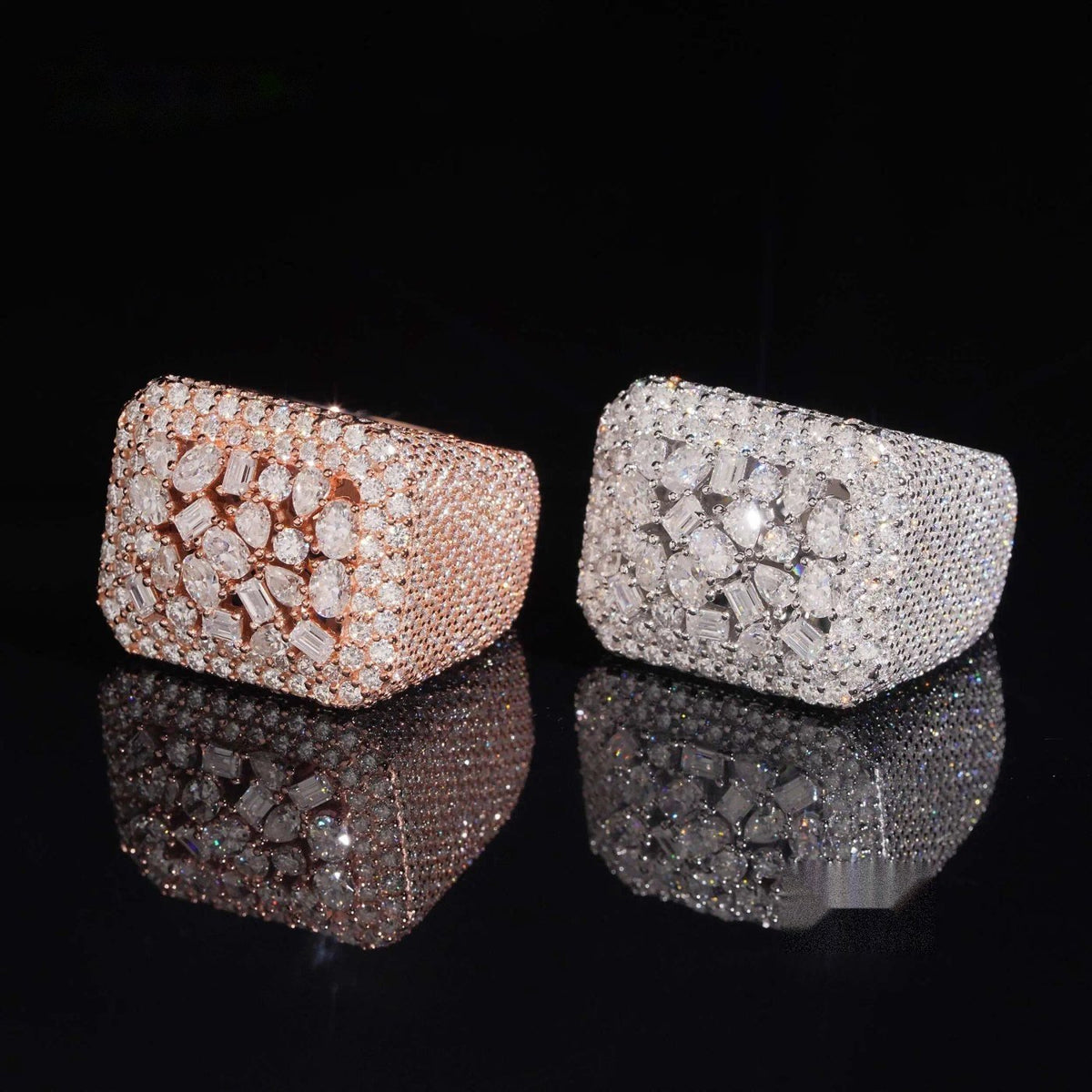 Mixed-Cut Cluster Ring — Moissanite, 925 Silver