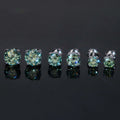 Blue-Green Round Solitaire Studs — Moissanite, 925 Silver