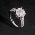 Round Brilliant 10mm Engagement Ring — Moissanite, 925 Silver