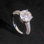 Round Brilliant 10mm Engagement Ring — Moissanite, 925 Silver