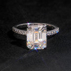 Emerald Cut 9×11mm Engagement Ring — Moissanite, 925 Silver
