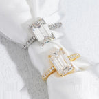 Emerald Cut Custom Engagement Ring — Moissanite, 925 Silver