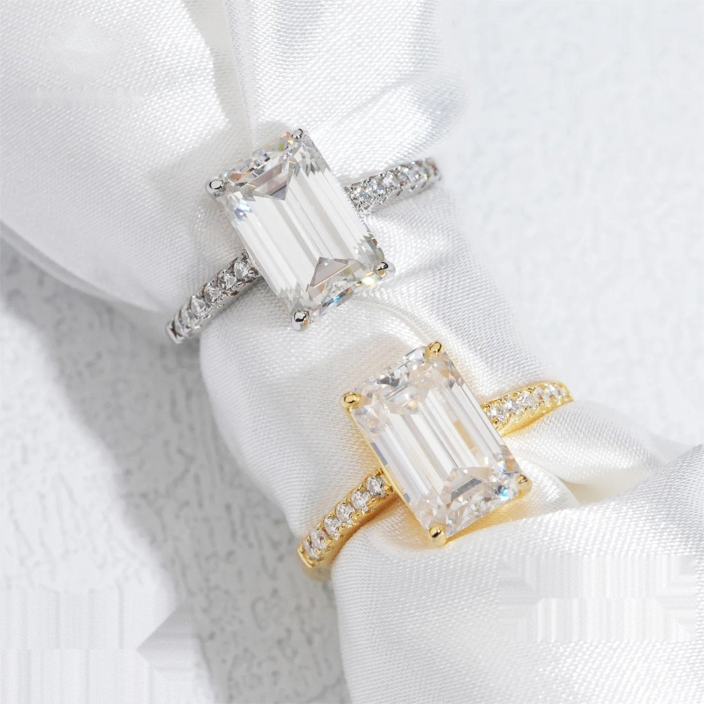 Emerald Cut Custom Engagement Ring — Moissanite, 925 Silver