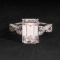 Emerald Cut Twist Band Ring — Moissanite, 925 Silver