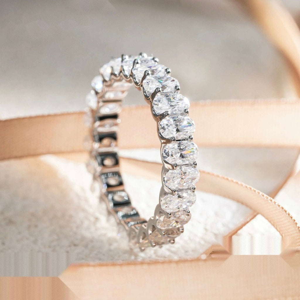 Oval Cut Eternity Band — Moissanite, 925 Silver