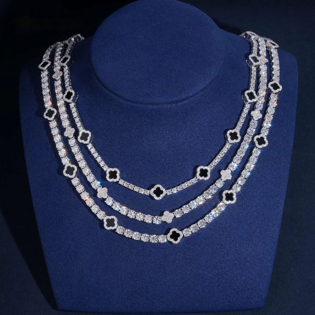 Vintage Clover Tennis Chain — Moissanite, 925 Silver