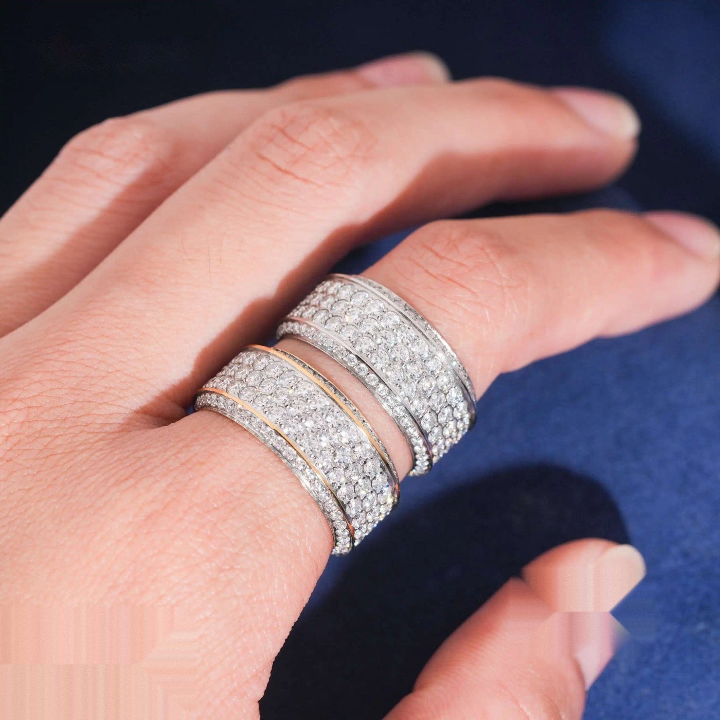 3-Row Pavé Band Ring — Moissanite, Stainless Steel