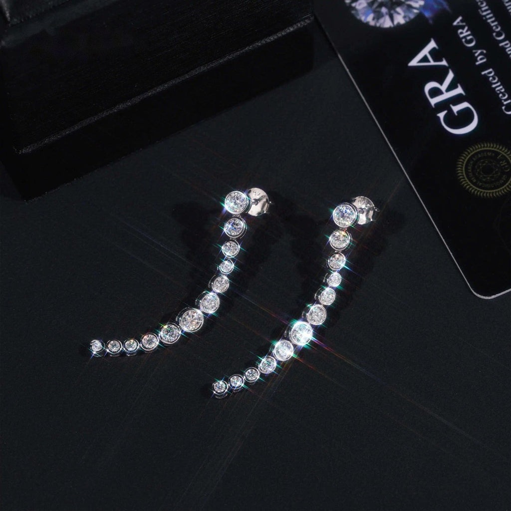 Bezel Drop Earrings — Moissanite, 925 Silver