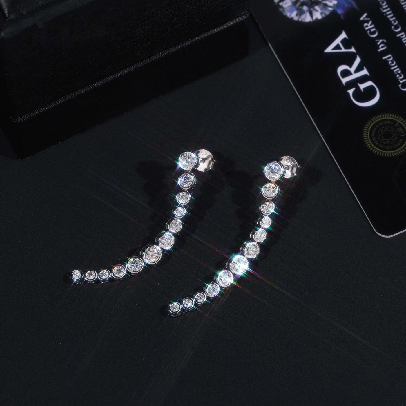 Bezel Drop Earrings — Moissanite, 925 Silver