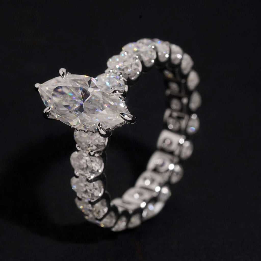 Marquise Solitaire Eternity Ring — Moissanite, 925 Silver