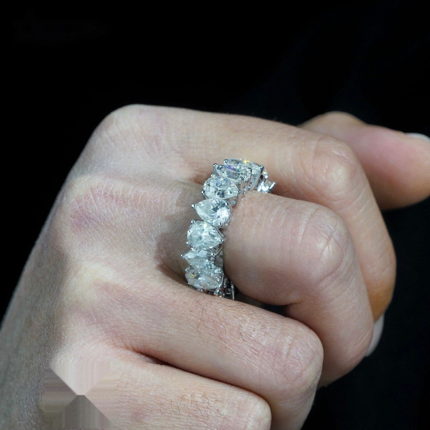 Pear Cut Eternity Band — Moissanite, 925 Silver