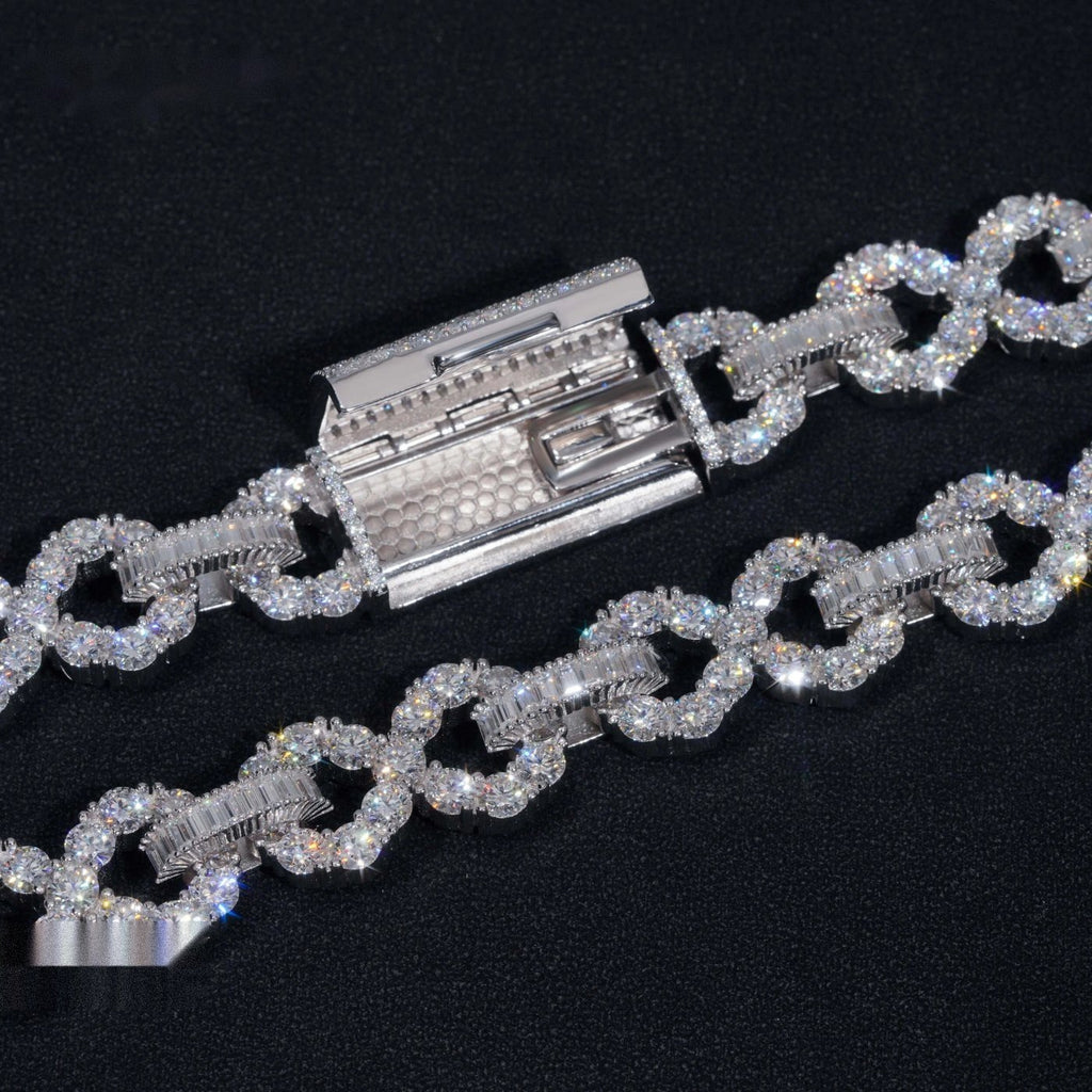 16mm Big Stone Cuban Chain — Moissanite, 925 Silver