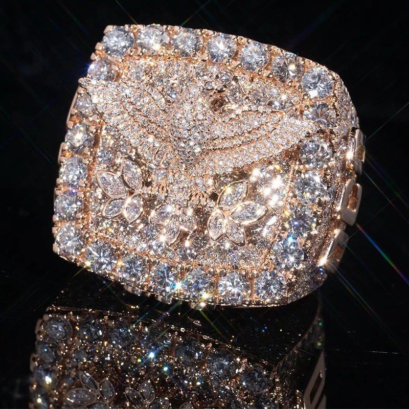 Custom Logo Buss-Down Ring — Moissanite, 925 Silver