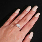 Round Cut Tapered Baguette Ring — Moissanite, 925 Silver