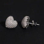 Pavé Heart Stud Earrings — Moissanite, 925 Silver