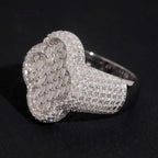 Men's Clover Half-Pavé Band Ring — Moissanite, 925 Silver