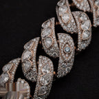 15mm Rose Gold Floral Petal Cuban Chain — Moissanite, 925 Silver
