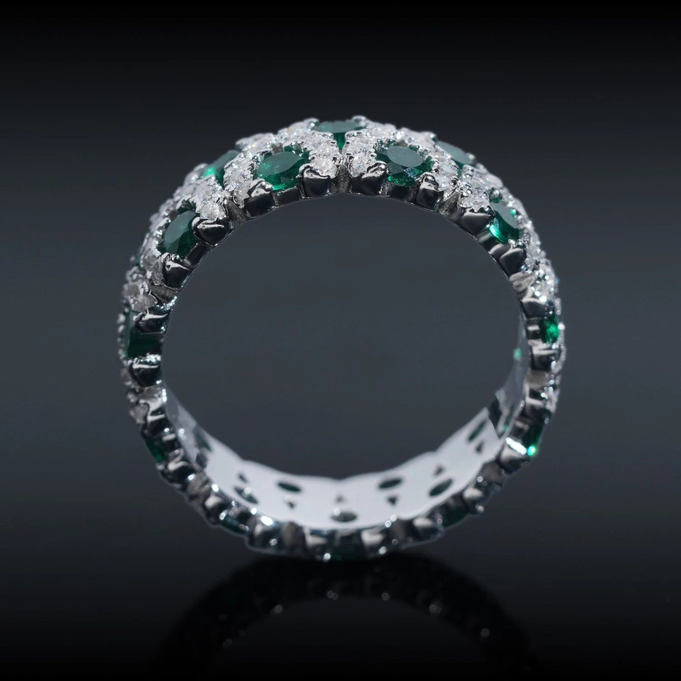 Vivid Green Eternity Band — Moissanite, 925 Silver