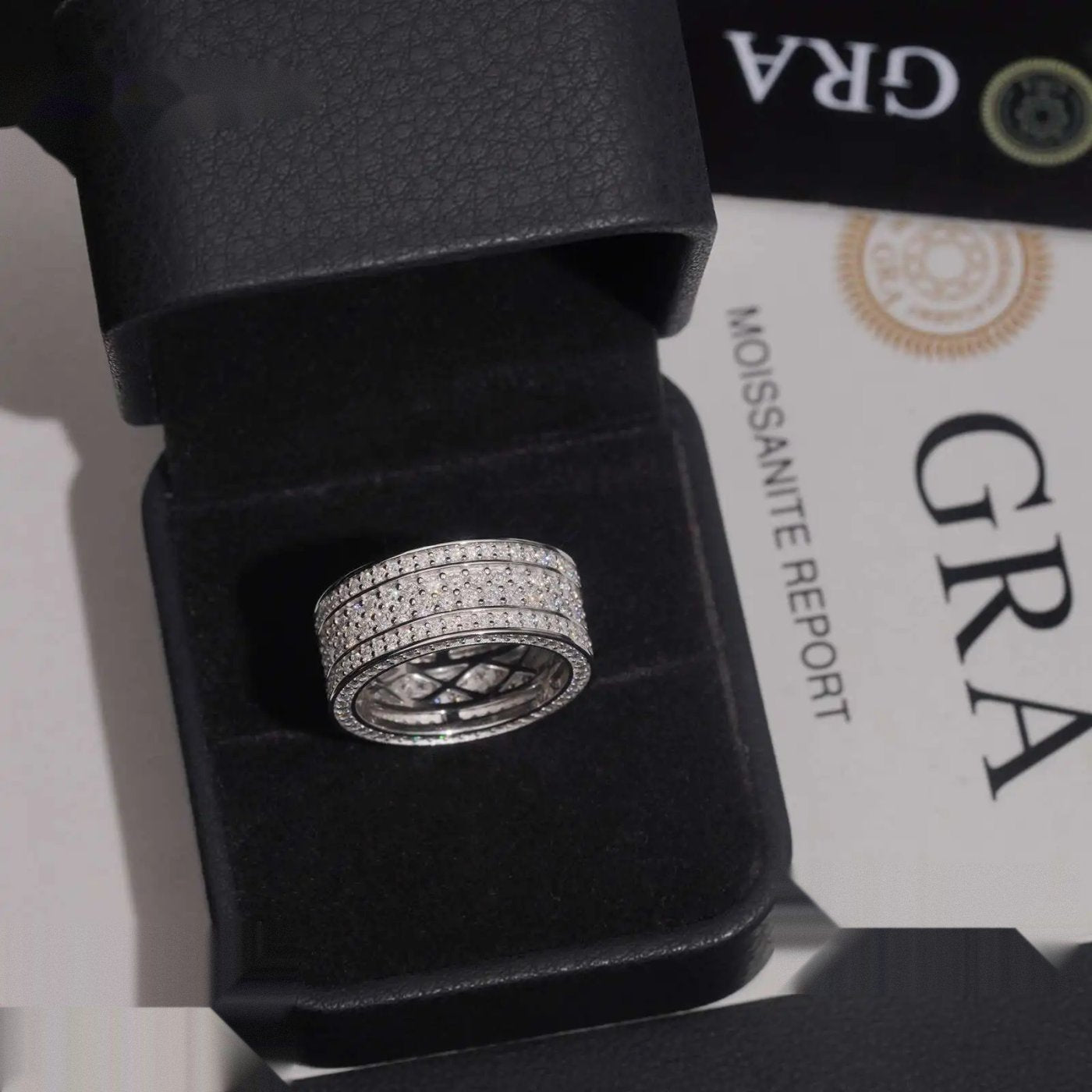 3-Row Pavé Men's Band Ring — Moissanite, 925 Silver
