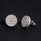 Round Pavé Dome Stud Earrings — Moissanite, 925 Silver