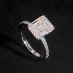 Emerald Cut 9×11mm Engagement Ring — Moissanite, 925 Silver