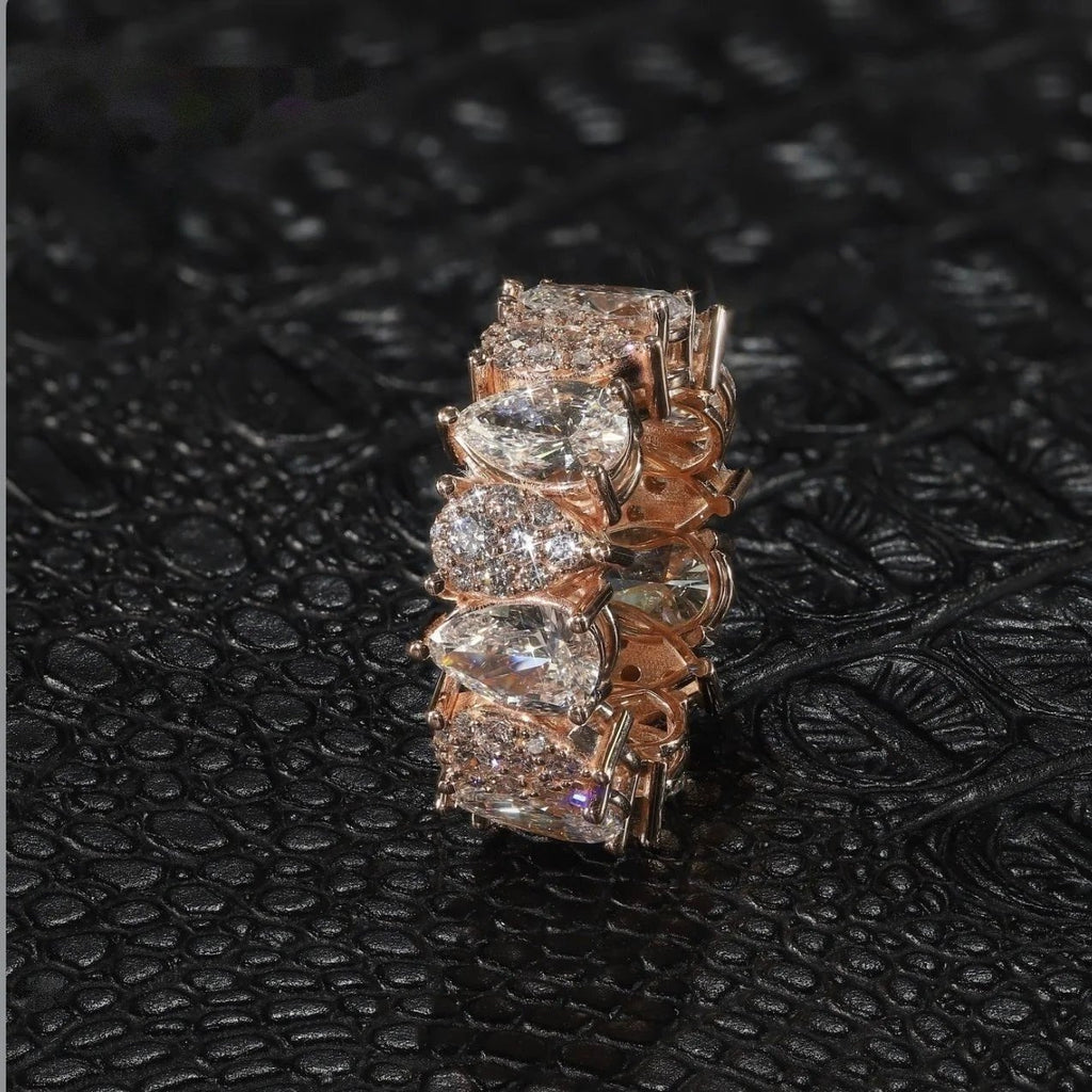 Pear & Pavé Eternity Band — Moissanite, 925 Silver