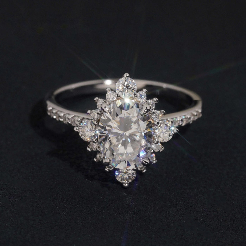 Oval Cut Engagement Ring — Moissanite, 925 Silver