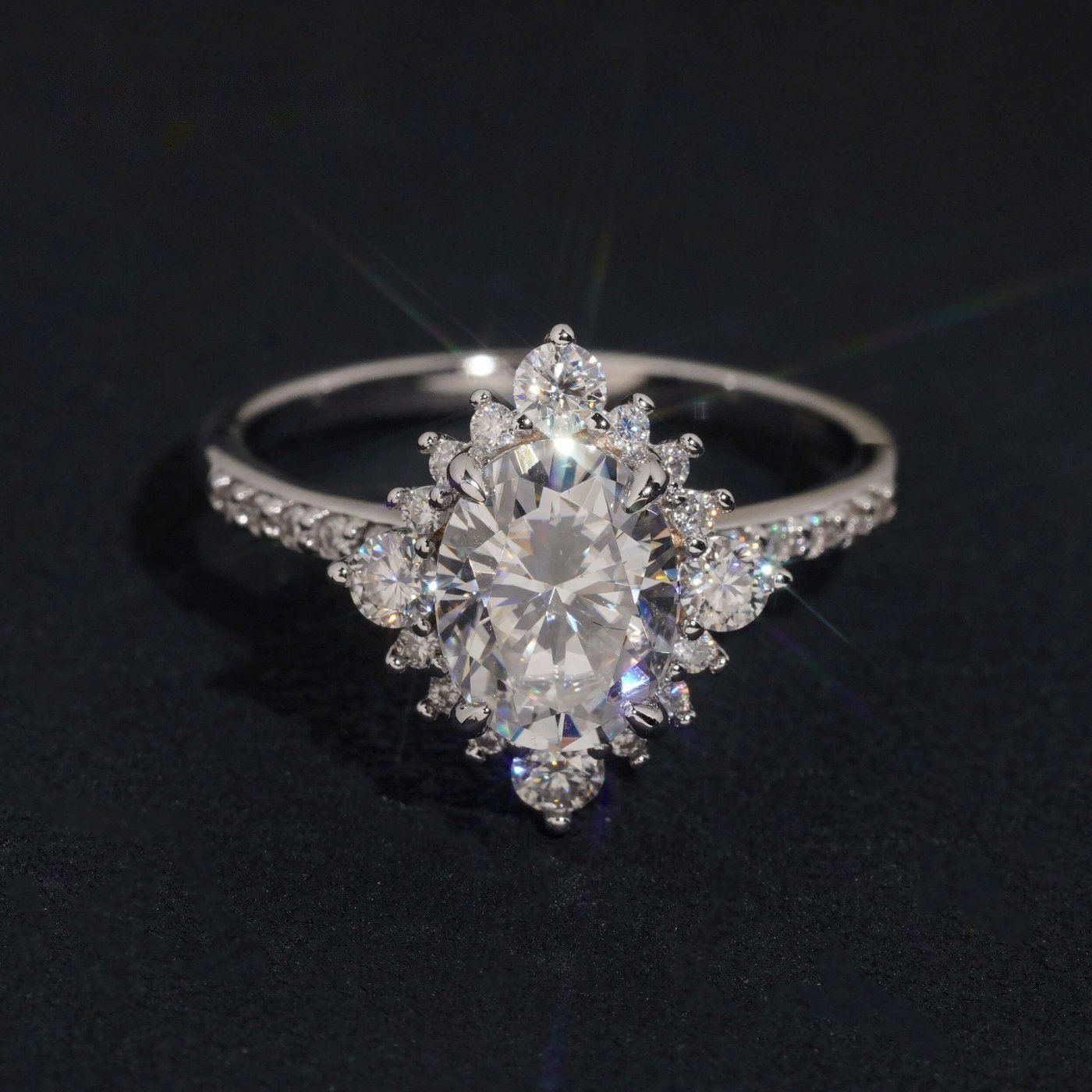 Oval Cut Engagement Ring — Moissanite, 925 Silver