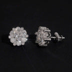 Flower Cluster Stud Earrings — Moissanite, 925 Silver