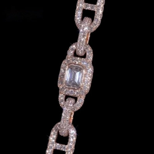 10mm Mariner Link Chain with moissanite in 925 silver - view 2