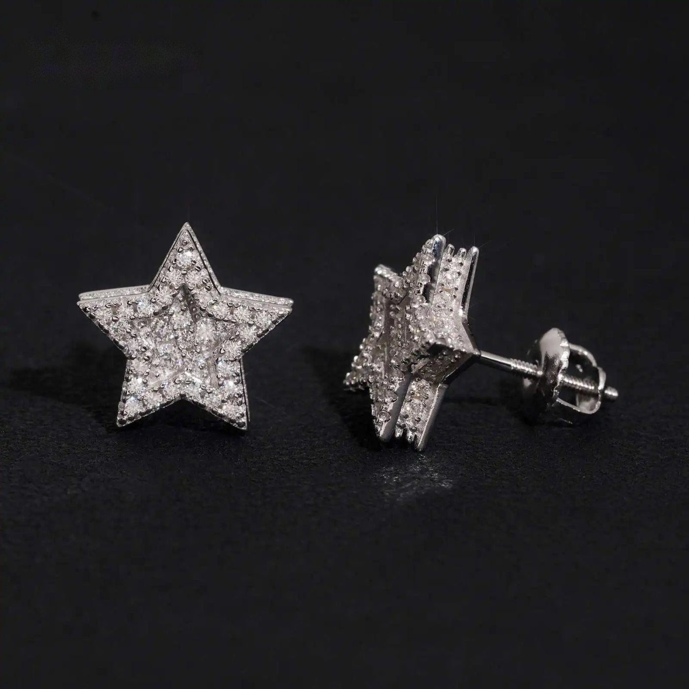 Pavé Star Stud Earrings — Moissanite, 925 Silver