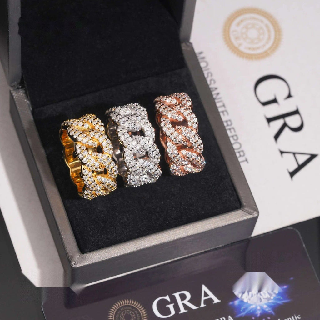 R9900 Cuban Men's Ring — Moissanite, 925 Silver