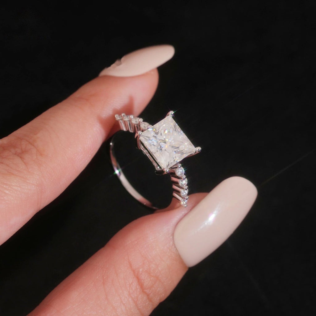 9mm Princess Cut Marquise Band Ring — Moissanite, 925 Silver