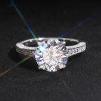 Round Brilliant 10mm Engagement Ring — Moissanite, 925 Silver