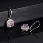 Cushion Halo Drop Earrings — Moissanite, 925 Silver