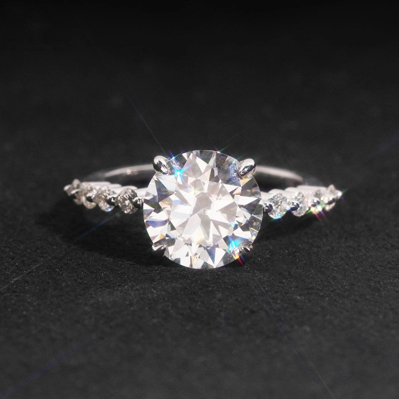 Round Cut Marquise Band Ring — Moissanite, 925 Silver