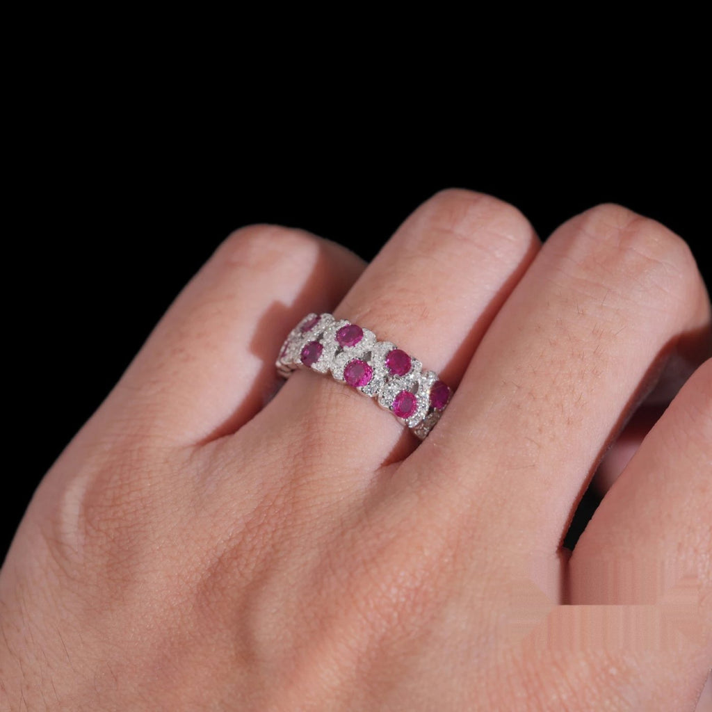 Vivid Pink Eternity Band — Moissanite, 925 Silver