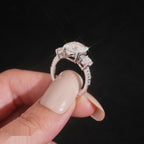 Oval Three-Stone Wedding Ring — Moissanite, 925 Silver