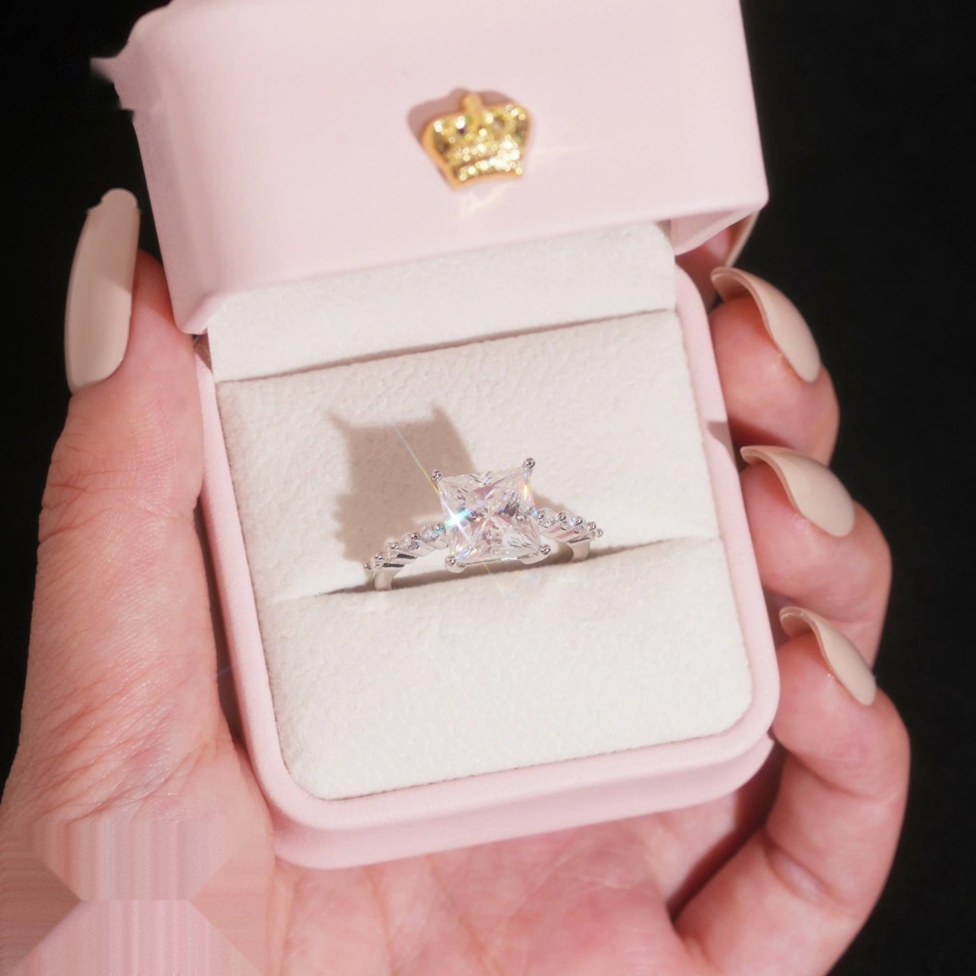 9mm Princess Cut Marquise Band Ring — Moissanite, 925 Silver