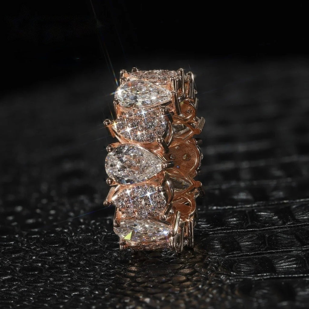 Pear & Pavé Eternity Band — Moissanite, 925 Silver