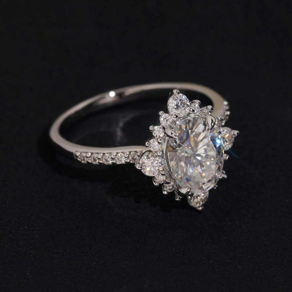 Oval Cut Engagement Ring — Moissanite, 925 Silver