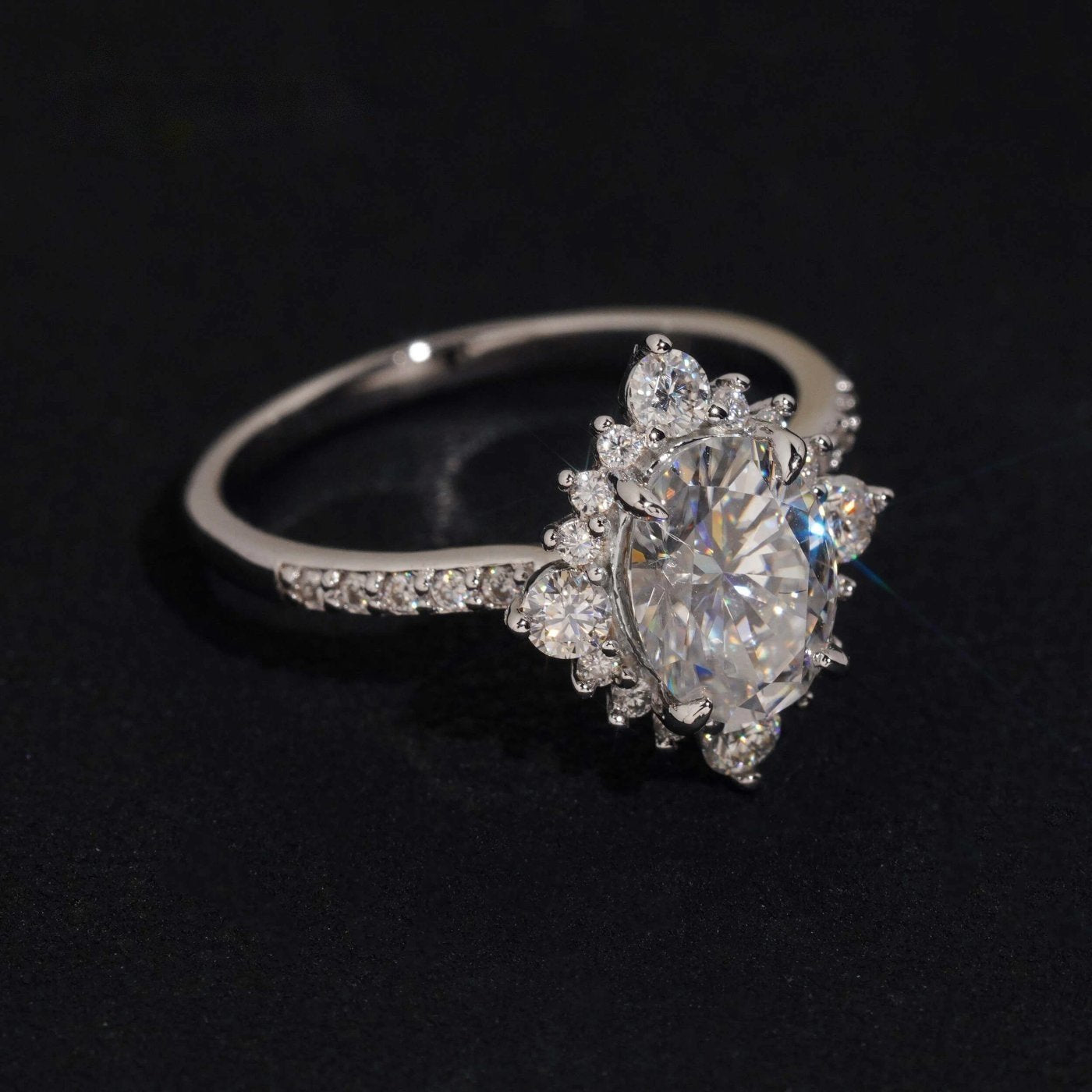 Oval Cut Engagement Ring — Moissanite, 925 Silver