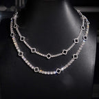 Black Agate Clover Tennis Chain — Moissanite, 925 Silver