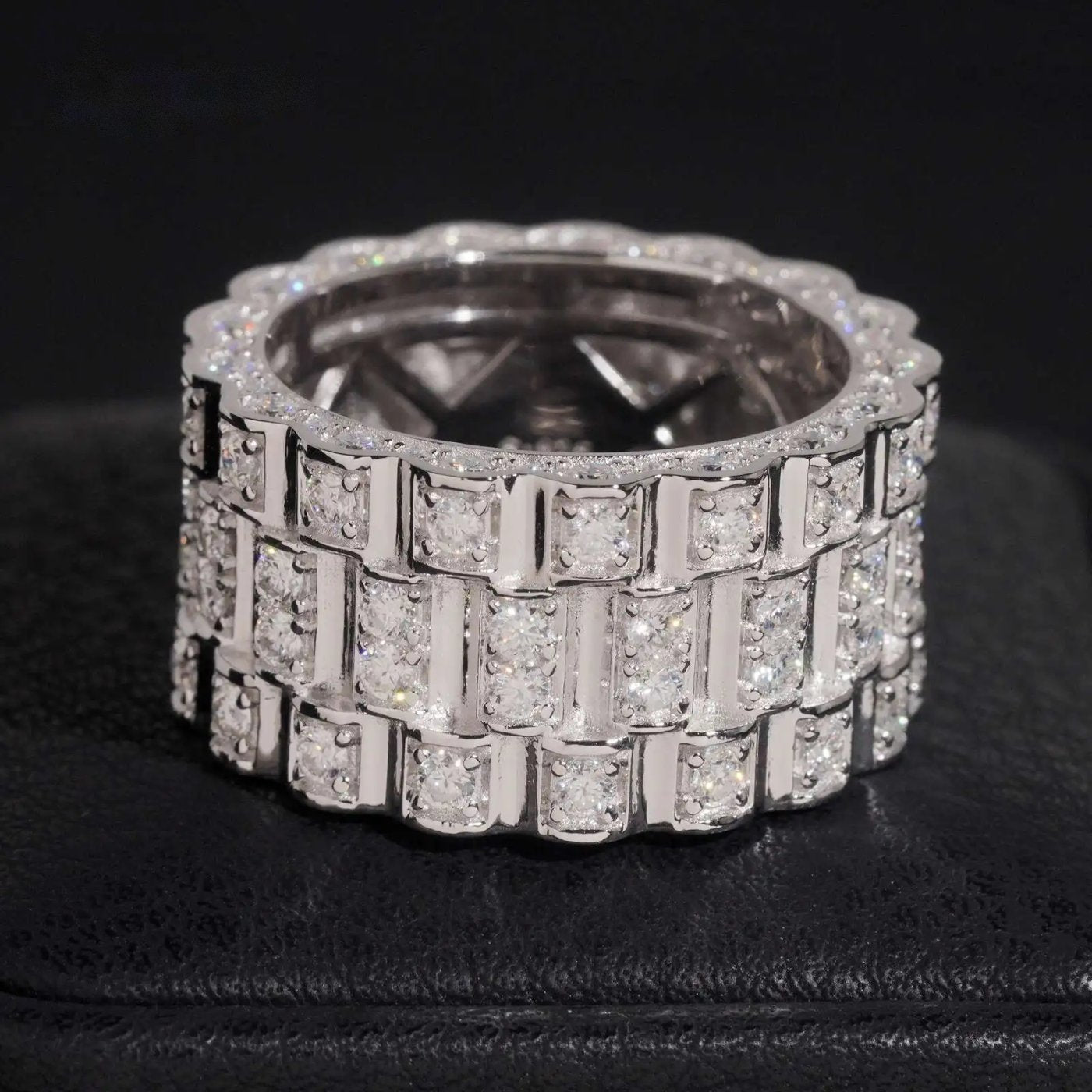 Watch Band Design Men's Ring — Moissanite, 925 Silver