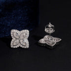 Clover Marquise Stud Earrings — Moissanite, 925 Silver